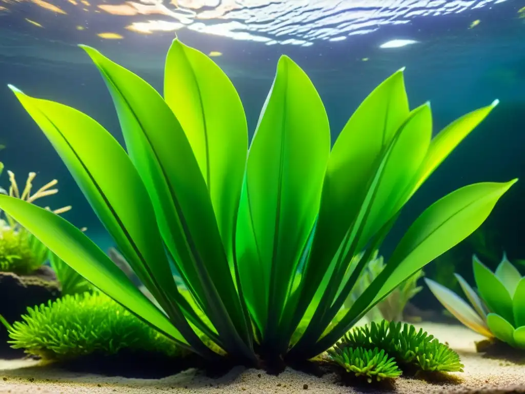 Acuario con plantas acuáticas exuberantes mostrando los beneficios del CO2 para acuarios