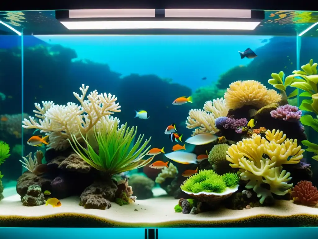 Acuarios modulares para aficionados exigentes: un ambiente submarino cautivador con corales, plantas y peces, resaltando diseño e integración