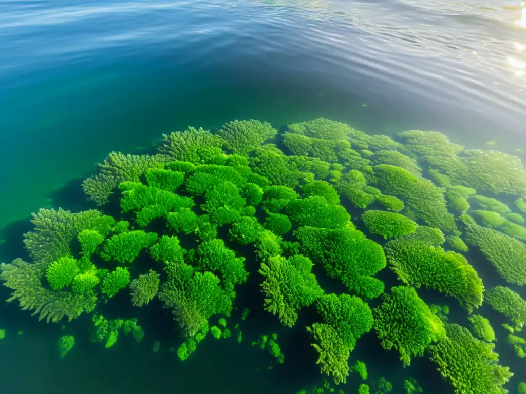 El agua cristalina revela la belleza natural de las algas marinas