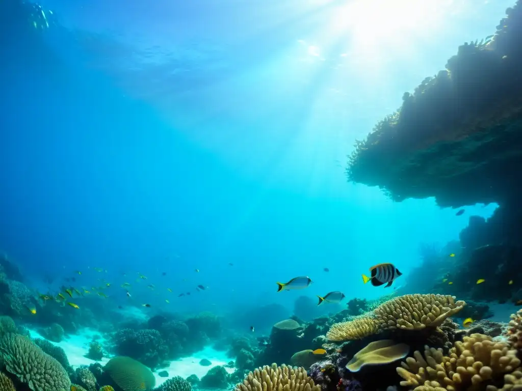 Bajo el agua, un vibrante arrecife de coral en las islas Similan brilla con vida marina