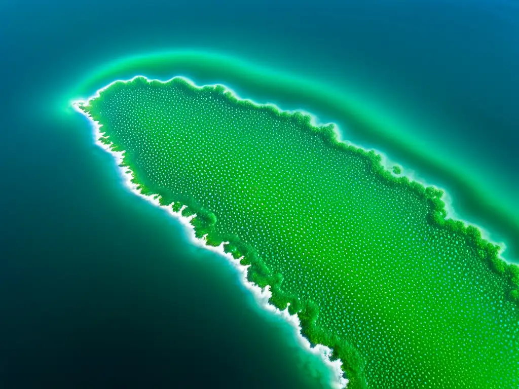 Algas azules en agua cristalina, capturando la belleza natural del mar