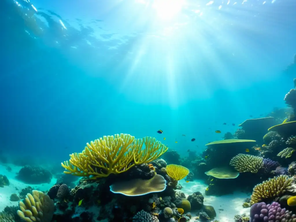 Exploración marina en el Caribe: un arrecife de coral colorido y vida marina vibrante bajo el agua cristalina