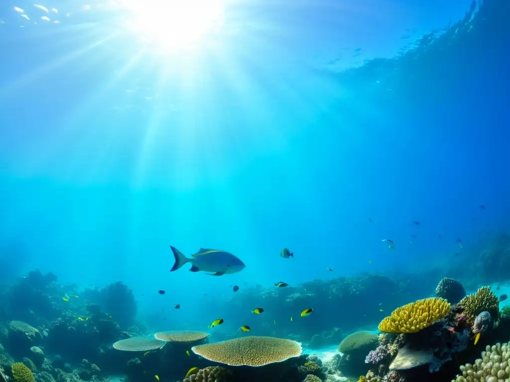 Un arrecife de coral vibrante y diverso, lleno de vida marina colorida