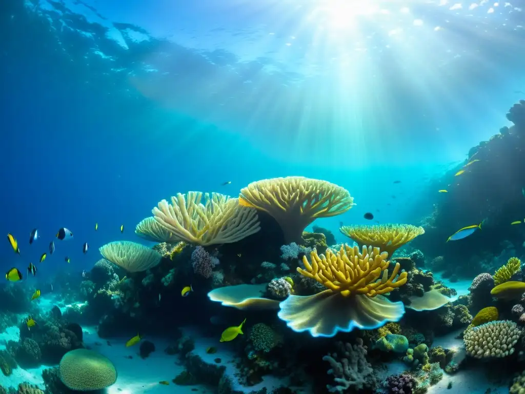 Un arrecife de coral vibrante, habitado por una diversidad de vida marina