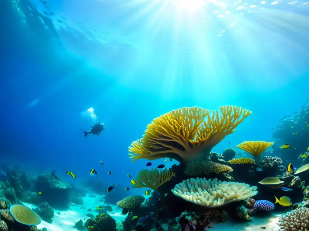 Un arrecife de coral vibrante, lleno de vida marina