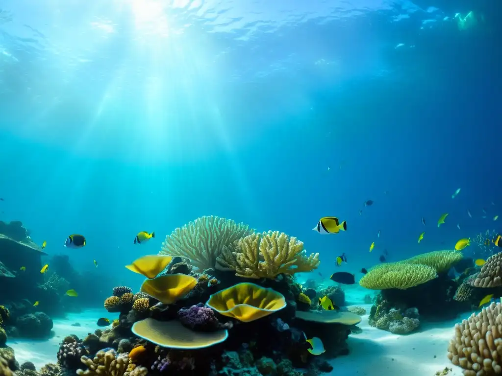 Un arrecife de coral vibrante y lleno de vida, un ecosistema marino complejo y cautivador