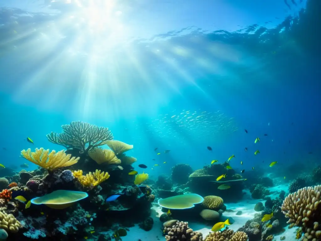 Un arrecife de coral vibrante, lleno de vida marina