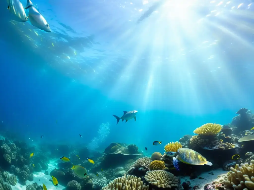 Un arrecife de coral vibrante y lleno de vida, soluciones educativas para la contaminación marina