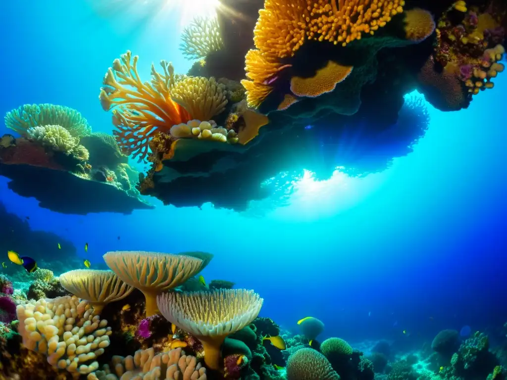 Un arrecife de coral vibrante, lleno de vida y color