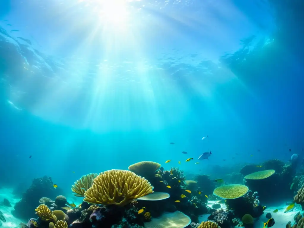 Un arrecife de coral vibrante y lleno de vida marina