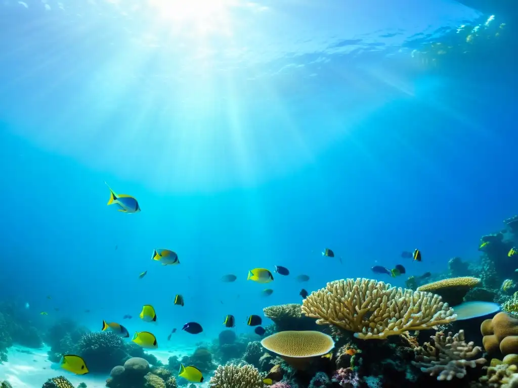 Un arrecife de coral vibrante lleno de peces coloridos y vida marina