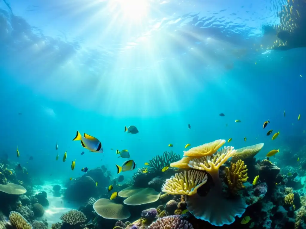 Un arrecife de coral vibrante, lleno de vida marina y fenómenos oceánicos videografía