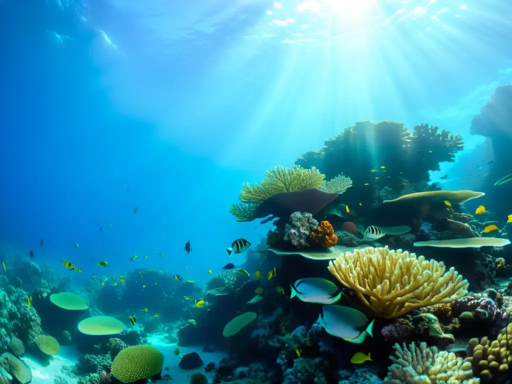 Un arrecife de coral vibrante y próspero, con una diversidad de vida marina