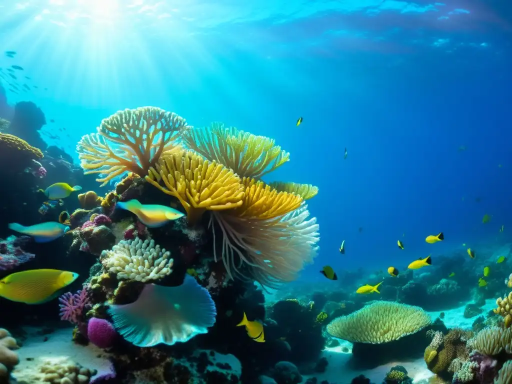 Un arrecife de coral vibrante rebosante de vida marina