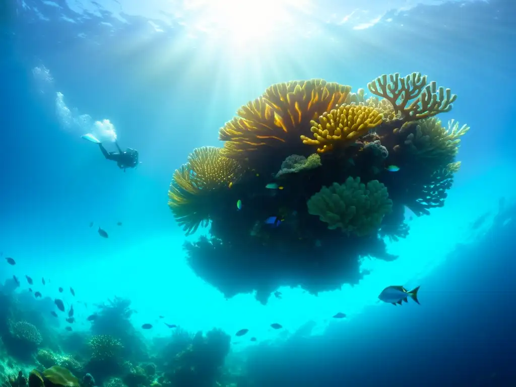 Un arrecife de coral vibrante repleto de vida marina