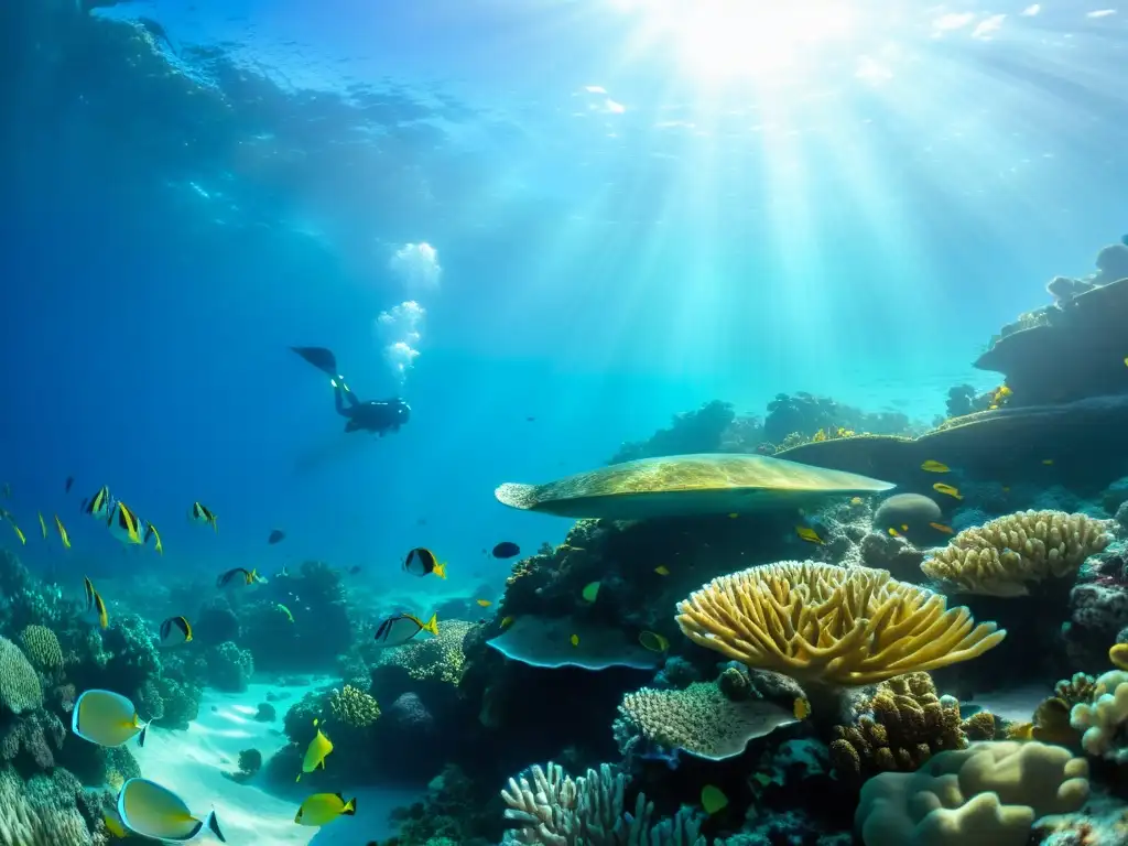 Arrecife de coral vibrante: belleza submarina Un arrecife de coral prístino y vibrante, hogar de una diversidad de vida marina