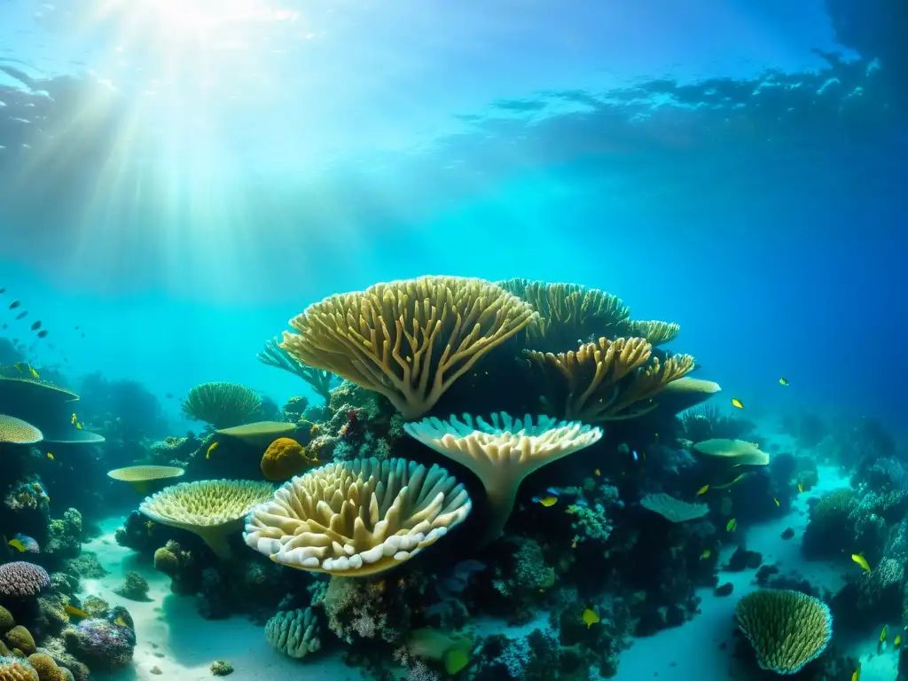 Un arrecife de coral vibrante muestra la belleza y biodiversidad del ecosistema marino