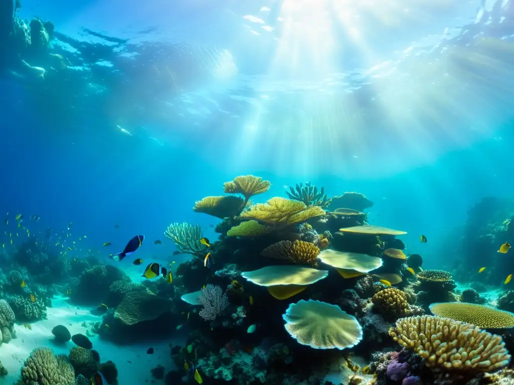 Un arrecife de coral vibrante, hogar de una diversidad de vida marina