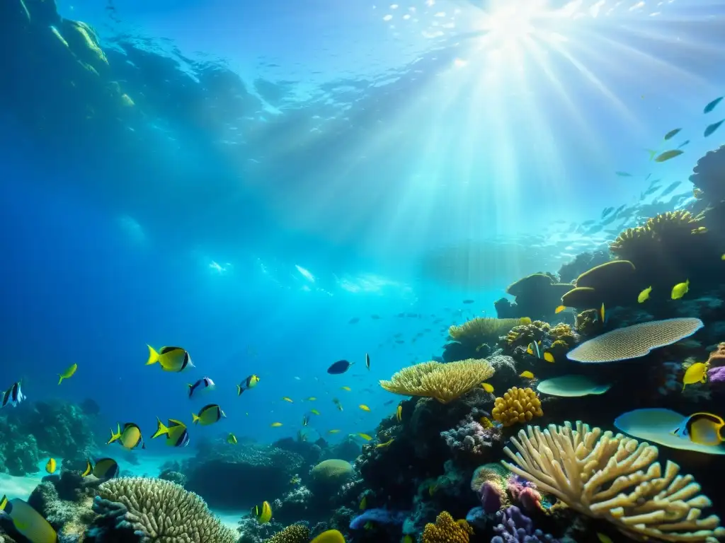 Maravillosa conservación marina en el Ártico: arrecife de coral vibrante, peces tropicales y paisaje submarino sereno