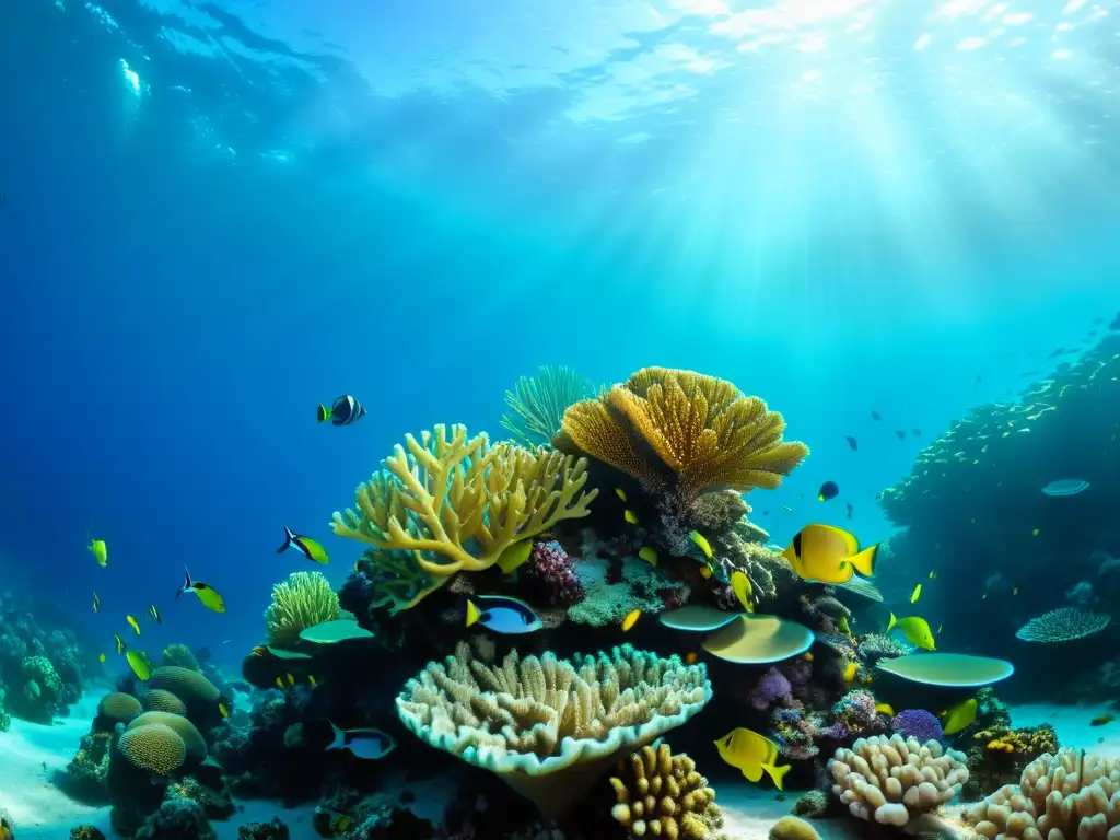 Una asombrosa imagen submarina muestra un arrecife de coral rebosante de vida marina colorida