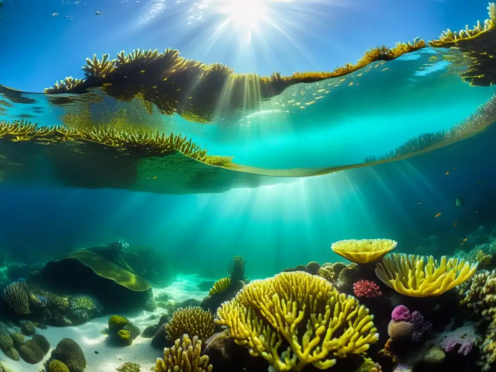 Una asombrosa fotografía submarina capturando la vibrante vida marina en una charca de marea oceánica