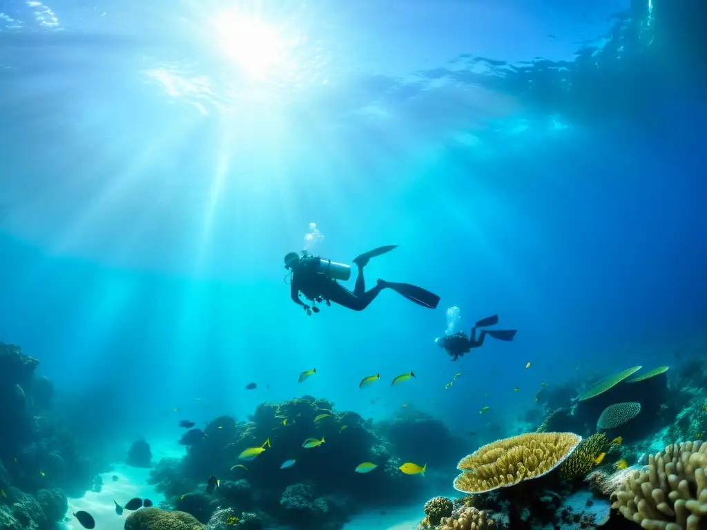 Un asombroso arrecife de coral con peces de colores y vida marina en aguas cristalinas