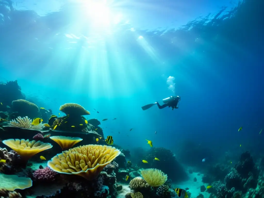 Un asombroso ecosistema marino profundo lleno de vida y color, destacando la conservación de especies marinas profundas