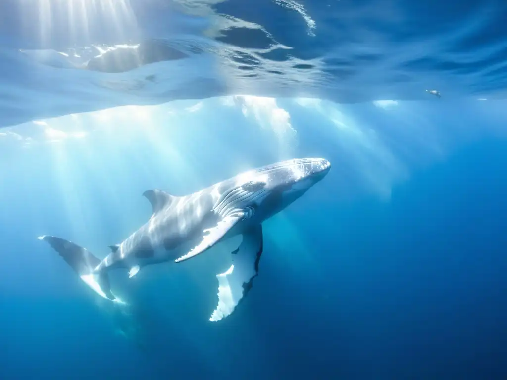 Avistamiento de cetáceos: majestuosas ballenas nadando en aguas cristalinas, mientras científicos colaboran en su observación