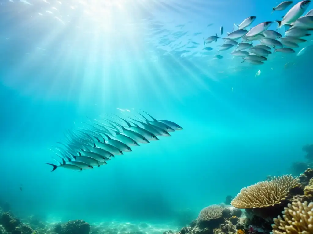 Un ballet acuático: cardúmen de peces plateados surcando el turquesa marino, inspirando entrenamientos inspirados en la dinámica oceánica