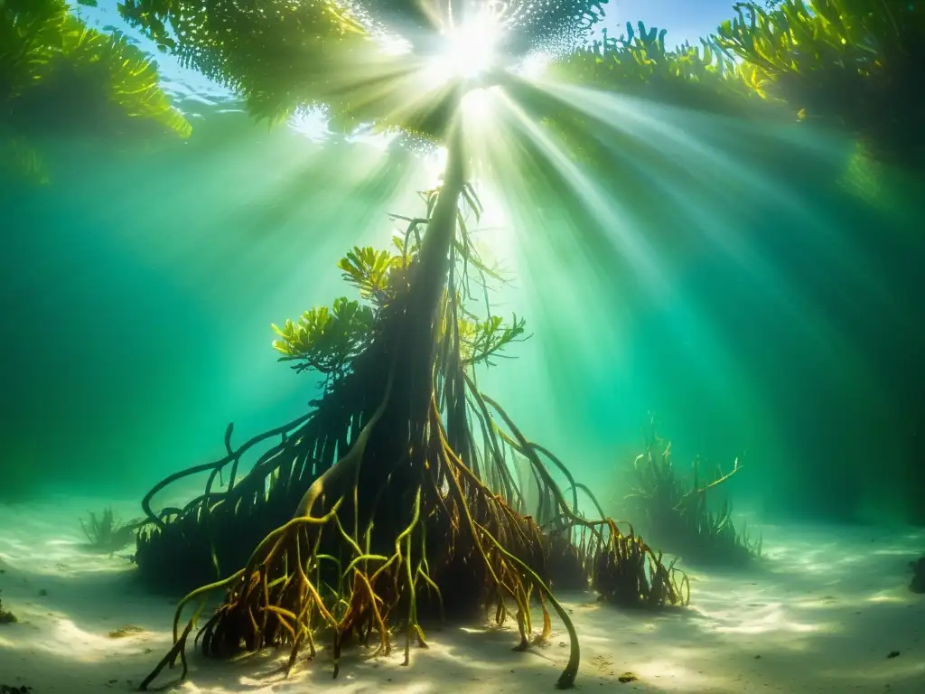 Un bosque de manglares vibrante bajo el agua, un hogar vital para la vida marina