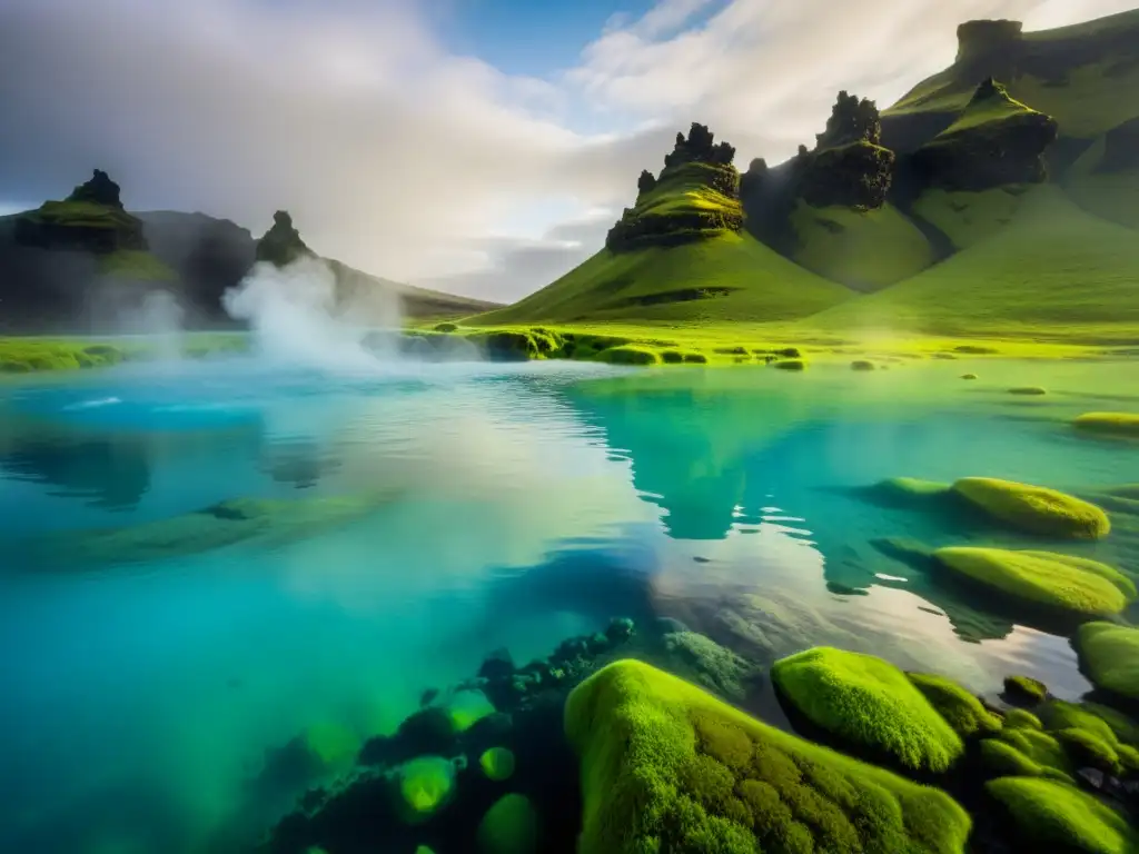 Buceo de lujo en aguas termales Islandia: un mundo submarino mágico, con aguas cristalinas y formaciones geológicas únicas iluminadas por la luz solar