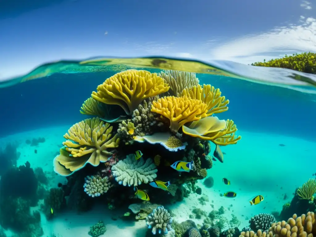 Buceo de lujo en Raja Ampat: un arrecife de coral vibrante con peces exóticos nadando entre un ecosistema marino próspero