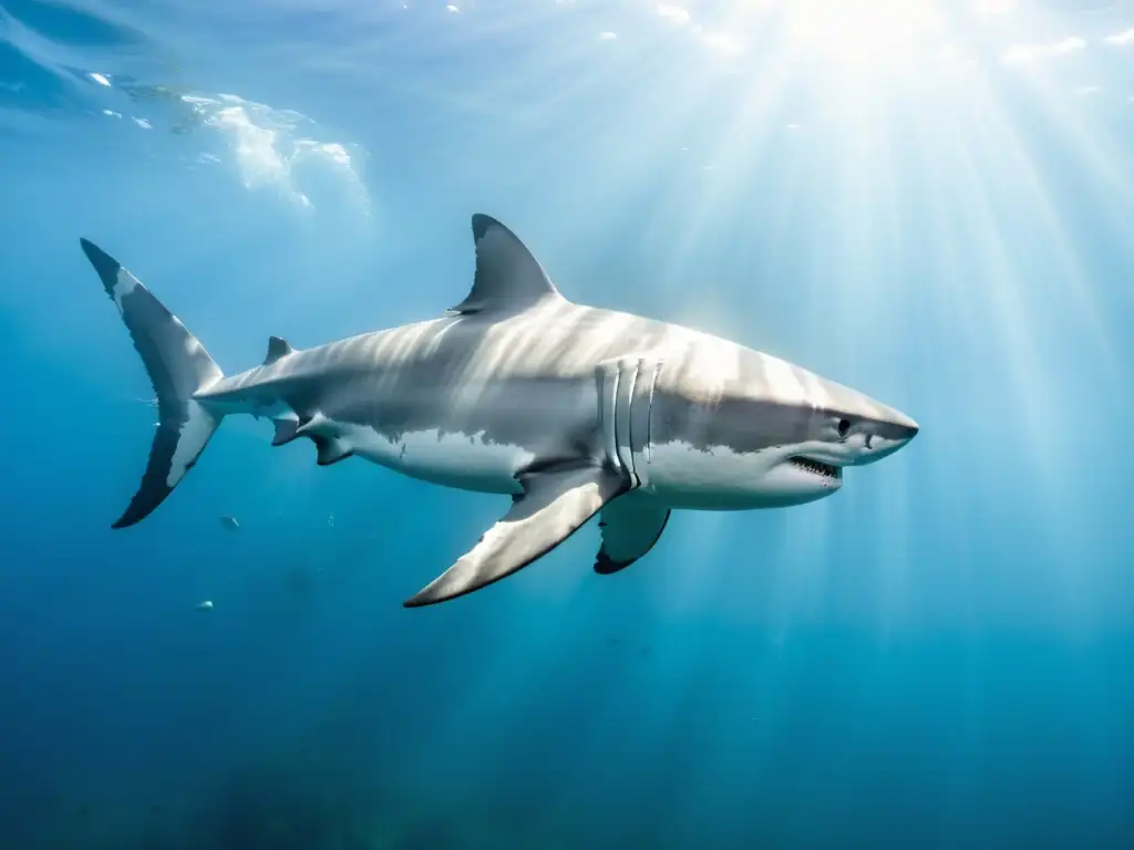 Buceo premium en Isla Guadalupe: Gran tiburón blanco majestuoso nada junto a buceadores asombrados en aguas cristalinas