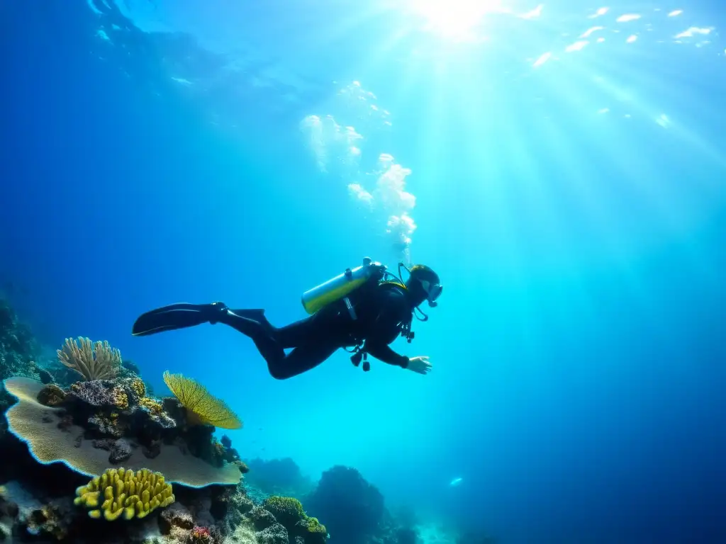 Buceo sidemount sin botella espalda: exploración tranquila en aguas cristalinas con luz del sol