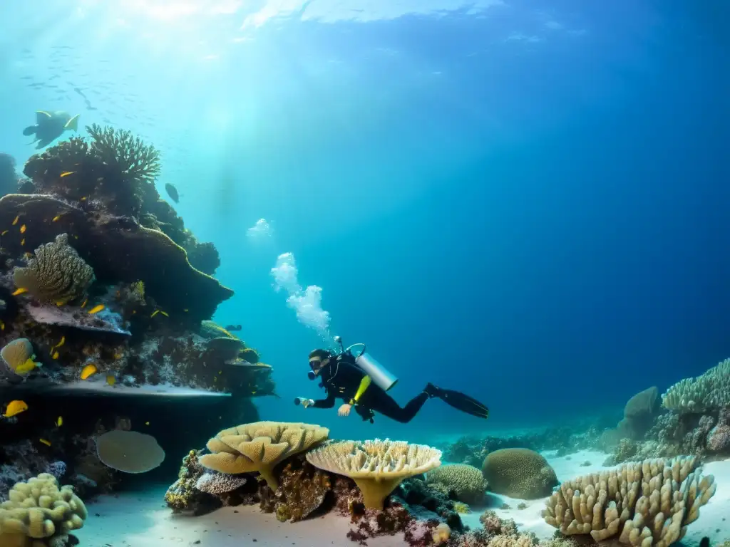 Investigación del cambio climático marino en una remota y prístina barrera de coral, donde científicos recopilan datos y muestras con precisión