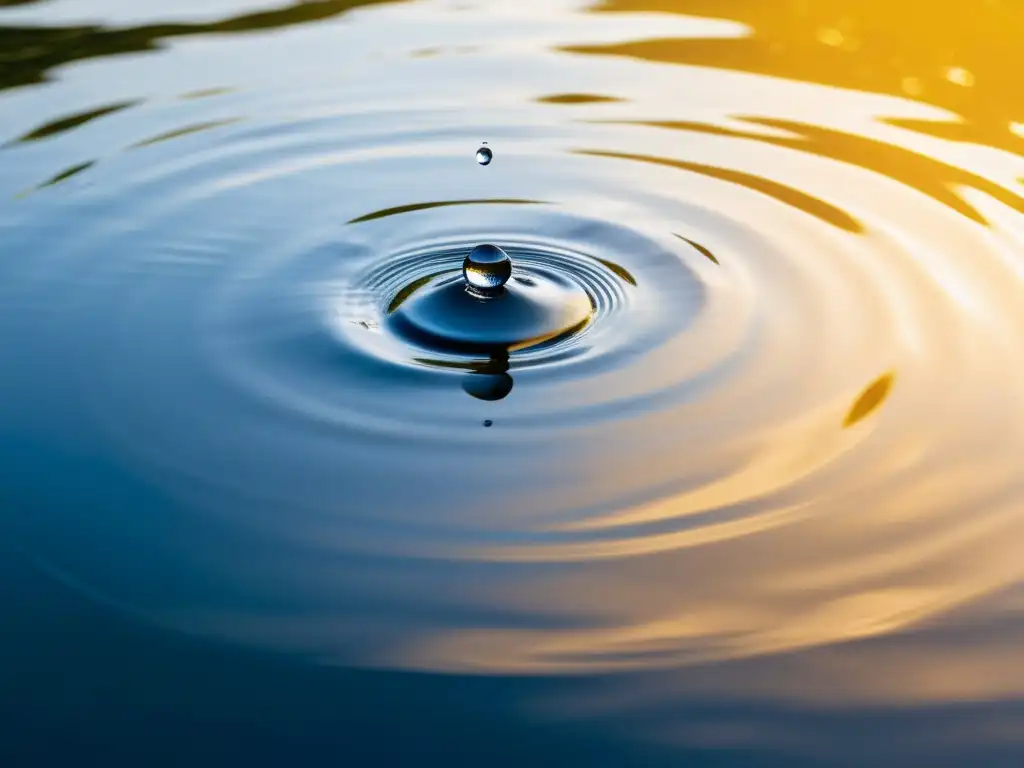 Captura única de la superficie del agua: ripples, reflejos, luz y sombra crean una atmósfera serena y cautivadora