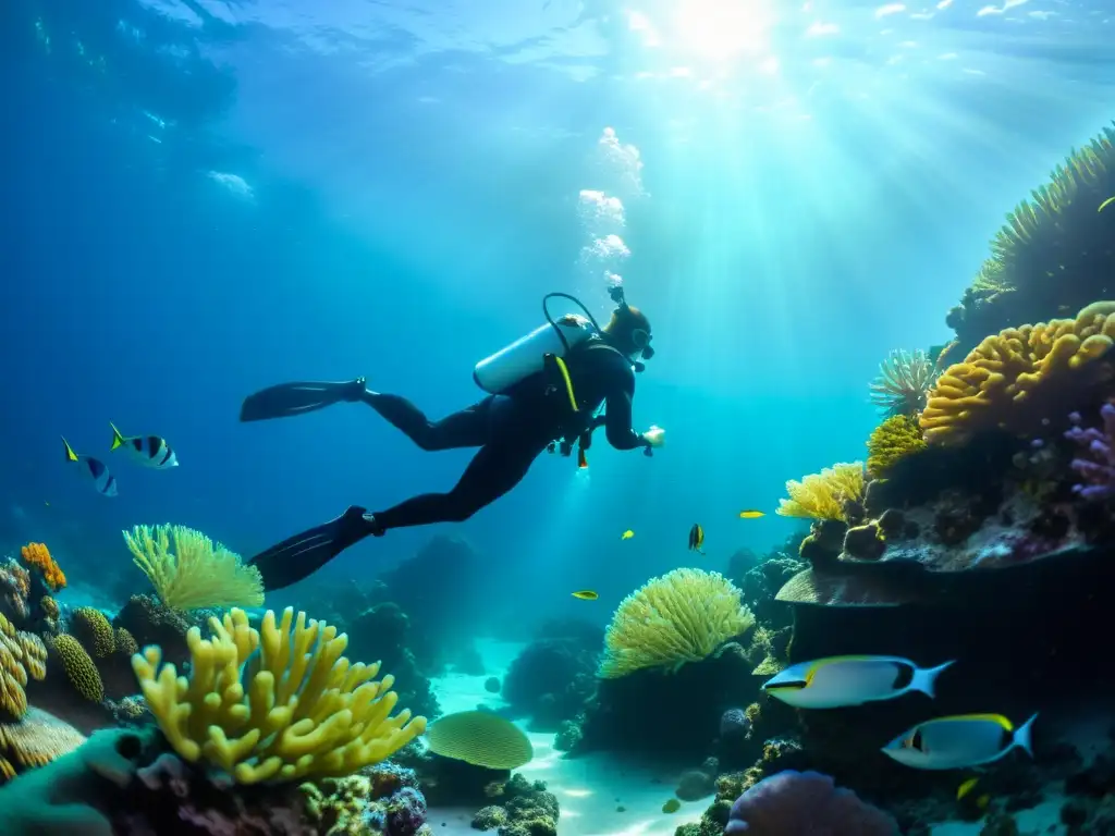 Captura de vida marina en fotografía submarina con perfecta flotabilidad