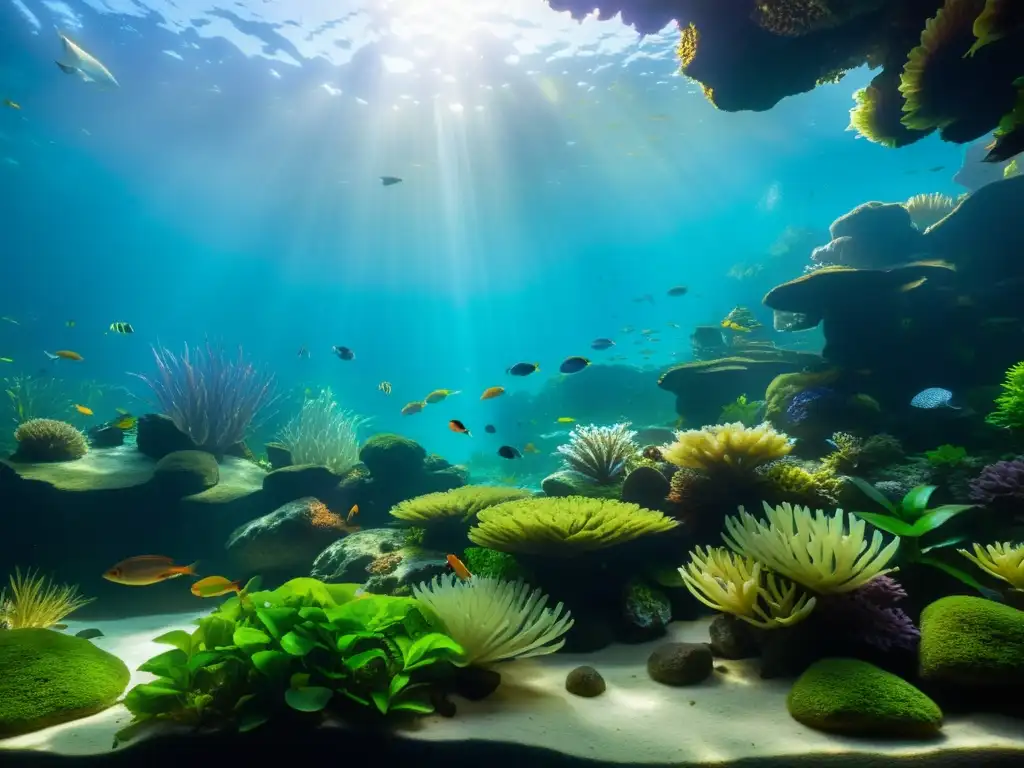 Un cautivador acuario de agua fría con plantas acuáticas y peces vibrantes