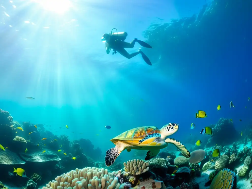 Un cautivador arrecife de coral rebosante de vida marina