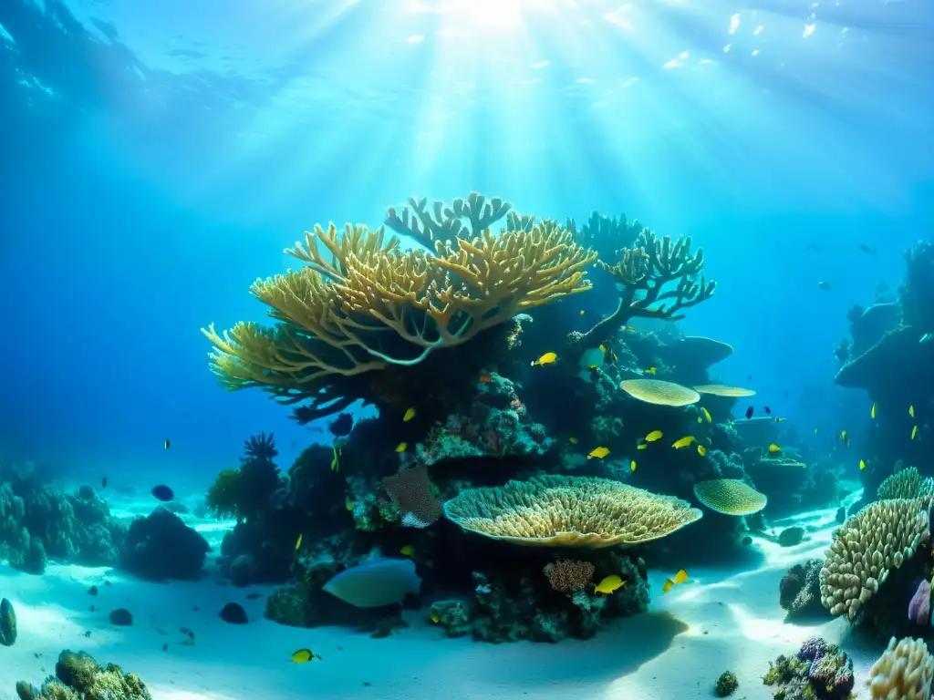 Espléndido arrecife de coral: vida marina en su máximo esplendor Un cautivador e inmersivo paisaje submarino con diversa vida marina y coloridos arrecifes de coral