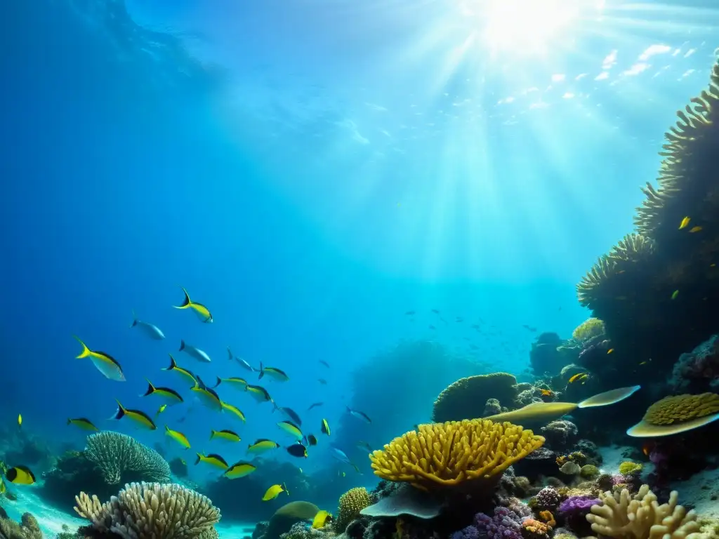 Cautivadora vida marina en un vibrante arrecife de coral bajo el agua