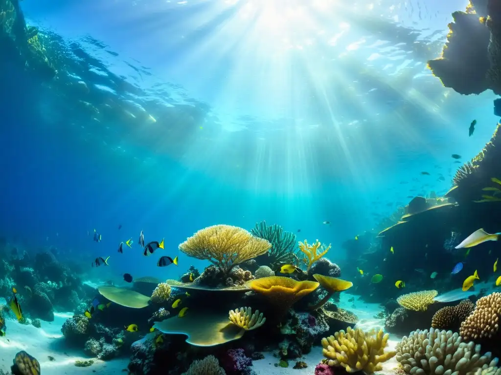 Explora la ciencia marina para jóvenes exploradores en un vibrante arrecife de coral lleno de vida marina y coloridos peces bajo el agua cristalina