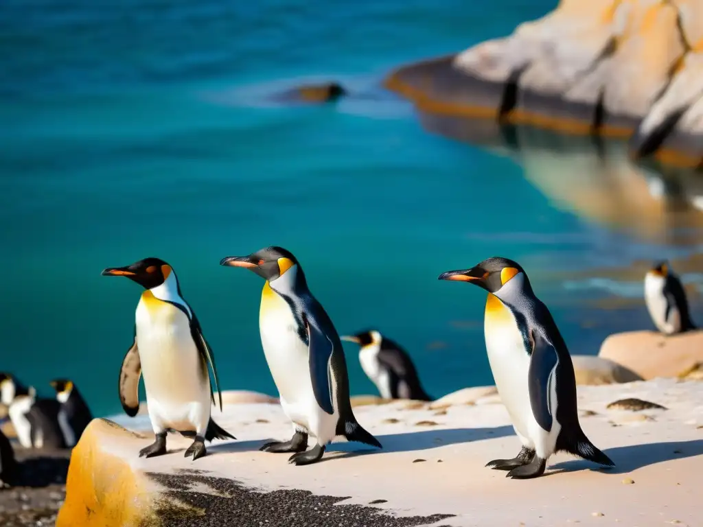 Colonia vibrante de pingüinos en su hábitat natural, resaltando la importancia del pingüino en conservación