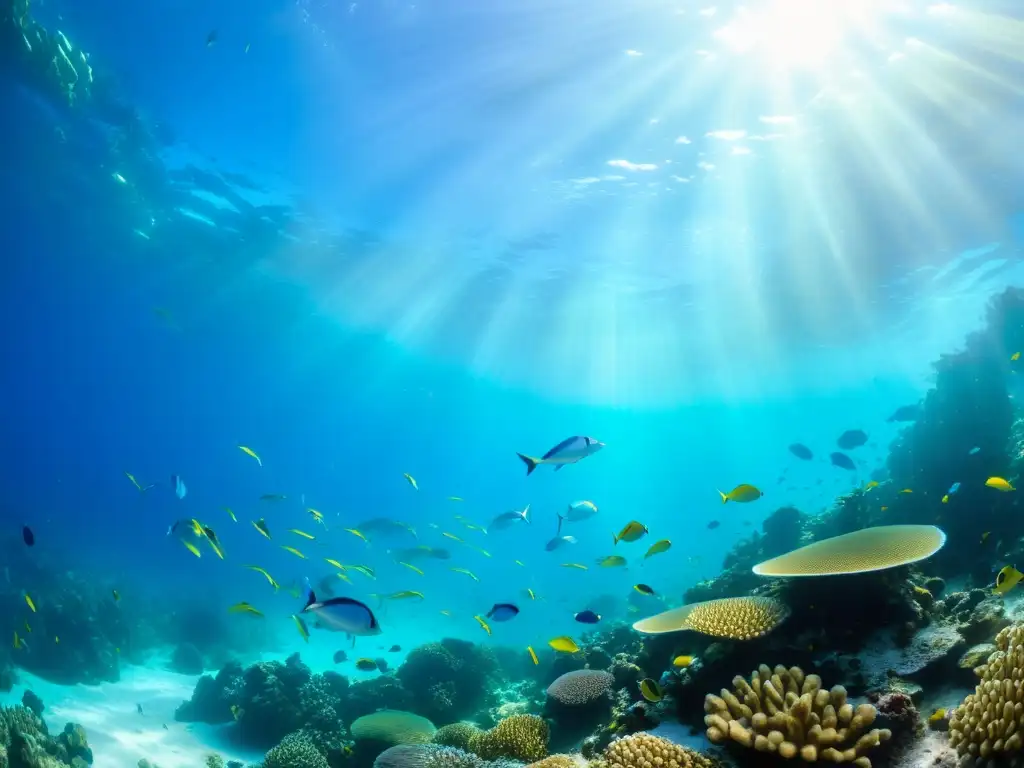 Consejos para editar fotos submarinas: Un arrecife de coral vibrante, peces y vida marina en un mundo submarino lleno de color y movimiento