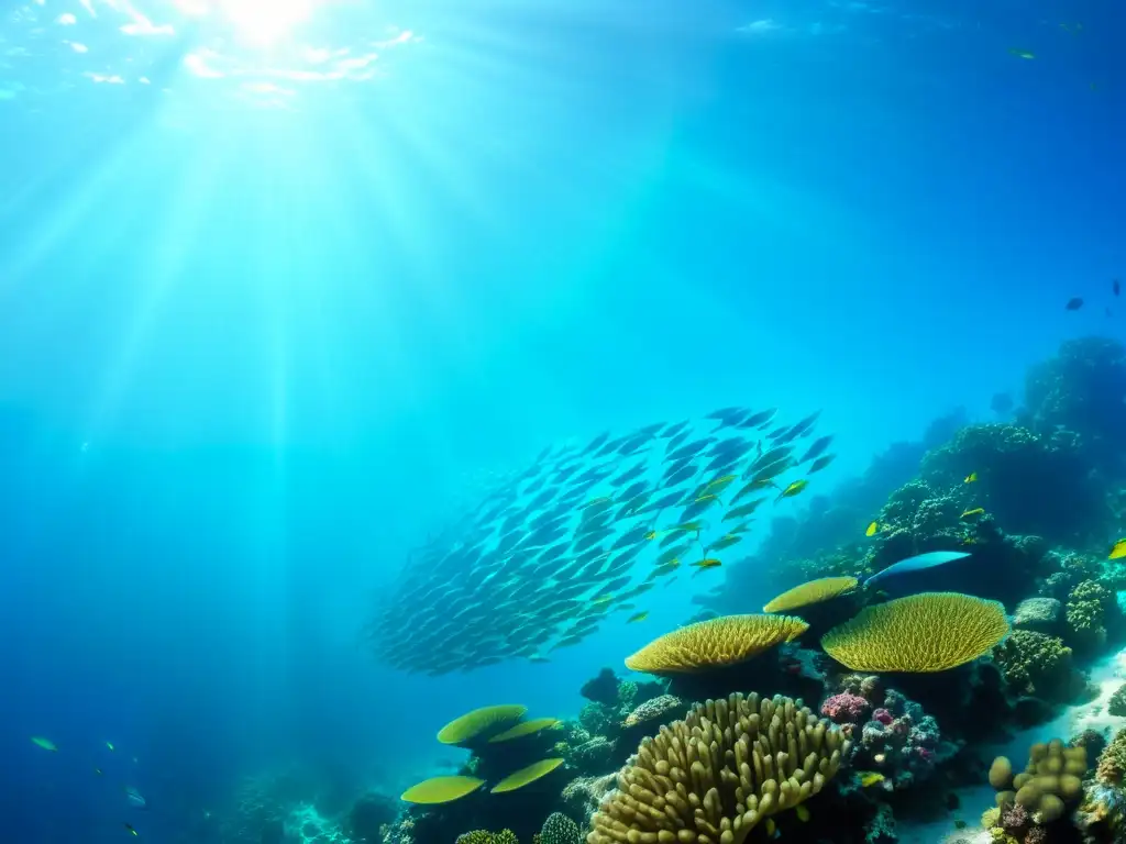 Un coral vibrante recibe la influencia de corrientes cálidas, en un acuario marino lleno de vida y color