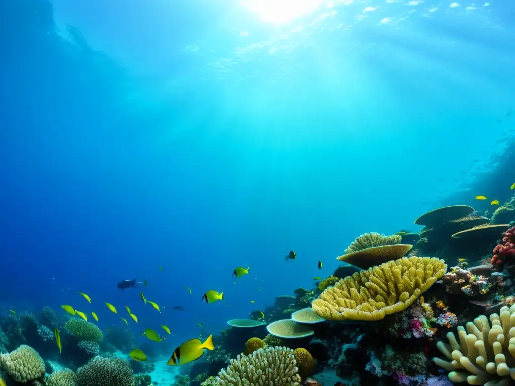 Cursos de buceo para vida marina: imagen de arrecife de coral vibrante lleno de peces coloridos y vida marina diversa bajo el agua cristalina