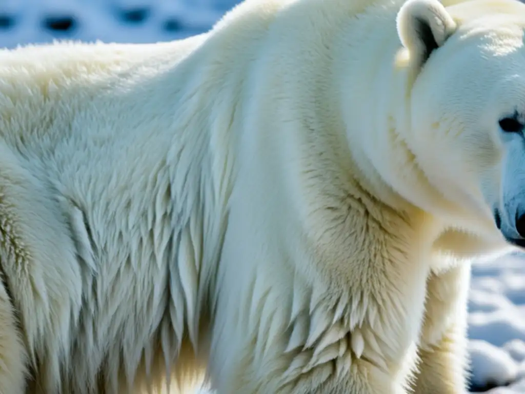 La densa y brillante capa de pelo de un oso polar, muestra su adaptabilidad y eficiencia térmica