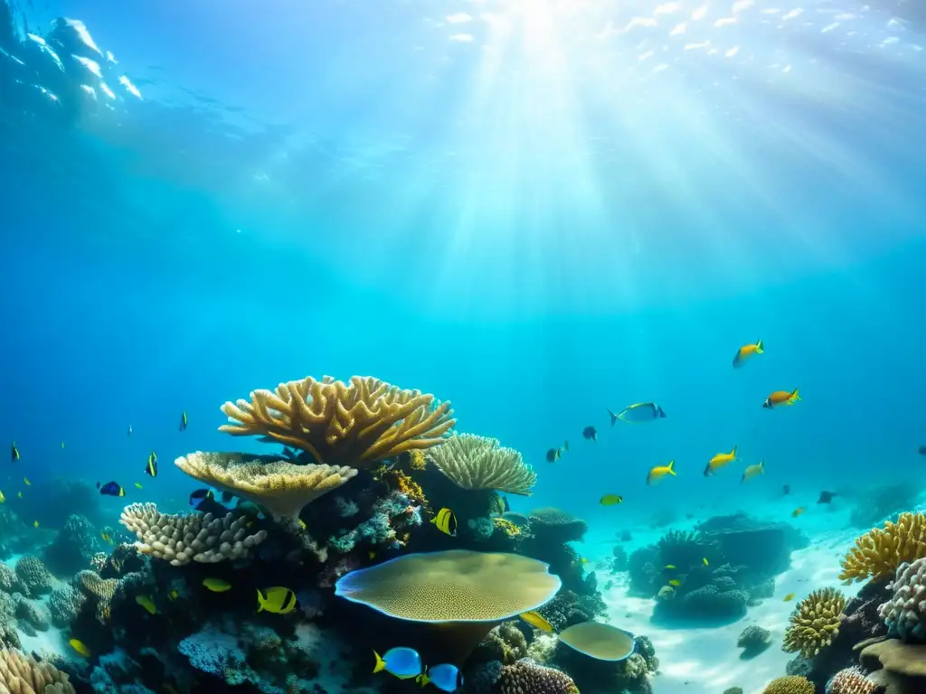 Una deslumbrante visualización de datos de vida marina oceánica captura un vibrante arrecife de coral lleno de peces coloridos y vida marina