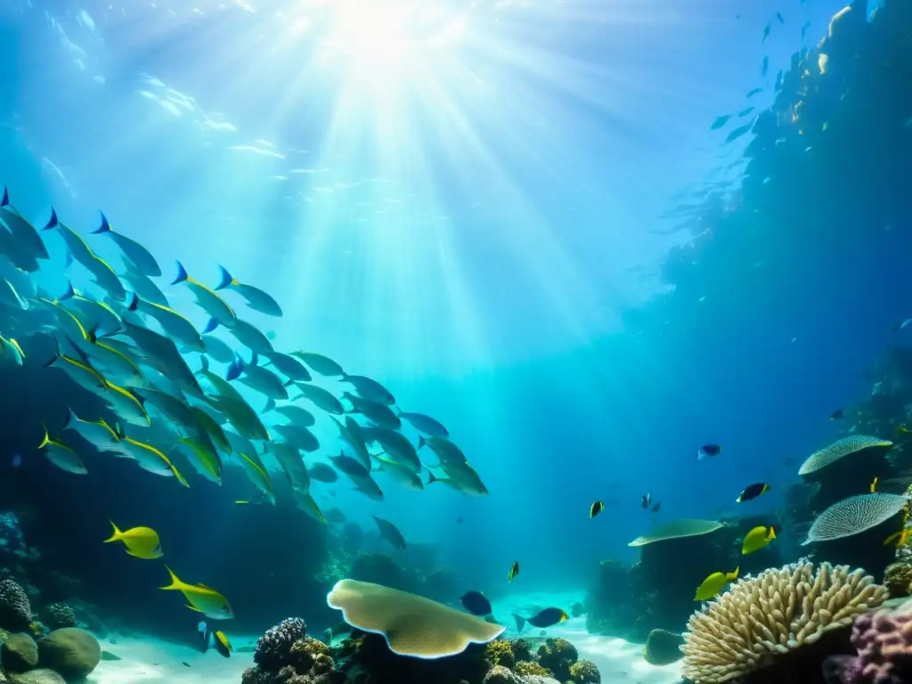 Un deslumbrante mundo submarino con peces coloridos y coral, transmitiendo tranquilidad y asombro