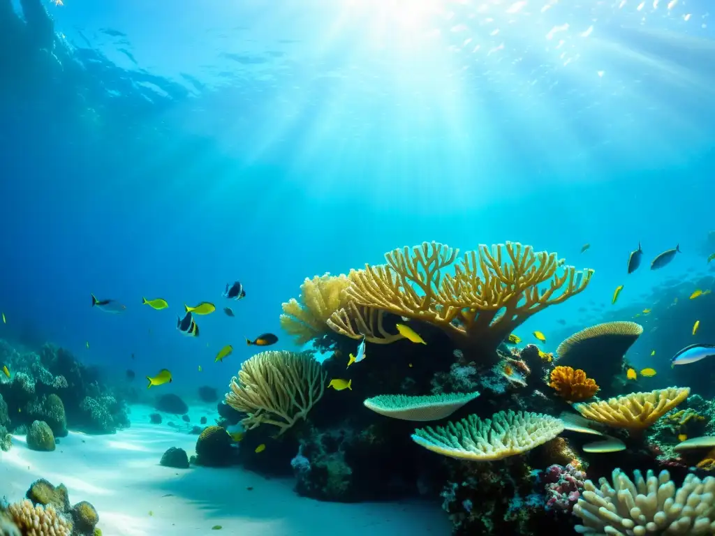 Una deslumbrante fotografía submarina de un vibrante arrecife de coral rebosante de vida marina